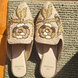 Ann Mashburn Women's Beaded Floral Mules - Gold and Brown